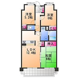 シャルマンフジエスト岸和田 3LDKの間取図画像