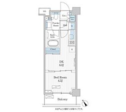 パークアクシス門前仲町テラス 2階1DKの間取り