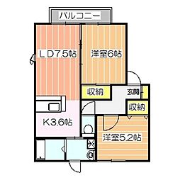 グランレーミオ 2LDKの間取図画像
