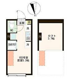 リネア平和台 ワンルームの間取図画像