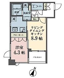 JR山手線 渋谷駅 徒歩8分の賃貸マンション 4階1LDKの間取り