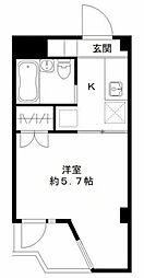 セゾンアネックス富浜 3階1Kの間取り