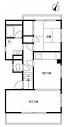 都営大江戸線 赤羽橋駅 徒歩5分の賃貸マンション 4階2DKの間取り