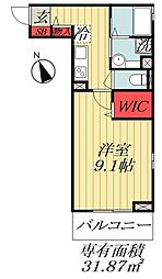 JR総武線 船橋駅 徒歩9分の賃貸マンション 1階1Kの間取り