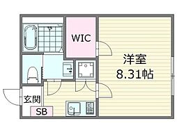 ベラカーサ 1Kの間取図画像