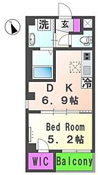 グランチェスタ 1階1DKの間取り