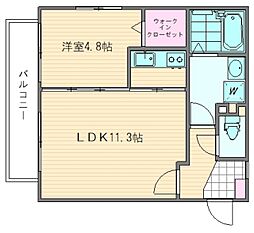 ステラ箱崎611 2階1LDKの間取り