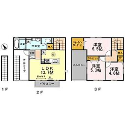 山陽電鉄本線 中八木駅 徒歩14分の賃貸アパート 2階3LDKの間取り