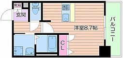 プレサンス天神橋ディオレ ワンルームの間取図画像