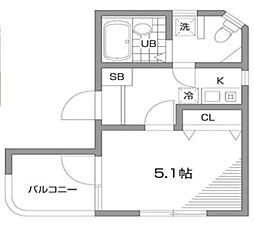 ブレアコート恵比寿 1Kの間取図画像