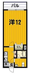 シャンブルK 1Kの間取図画像