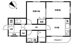 グリーンウェスト 2DKの間取図画像