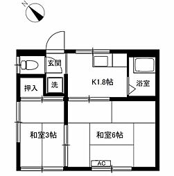 梶原荘 2Kの間取図画像