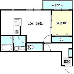 神鉄有馬線 長田駅 徒歩9分の賃貸アパート 1階1LDKの間取り