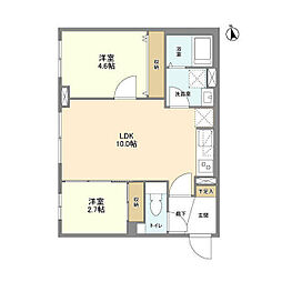 ウェルスクエア祖師ヶ谷大蔵 1階2LDKの間取り