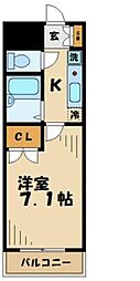ヒルズLR 1階1Kの間取り