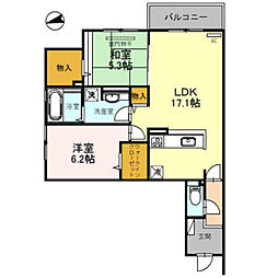 ガーデンパレス箕面A 2LDKの間取図画像