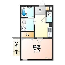 JR関西本線 東部市場前駅 徒歩7分の賃貸アパート 3階1Kの間取り