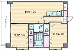 カーサ・ソレアード 2LDKの間取図画像