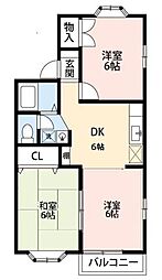 タウンハウス十日市場C棟 3DKの間取図画像