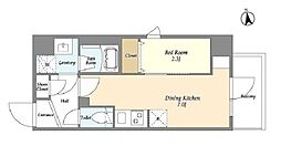 グランカーサ上野松が谷 6階1DKの間取り