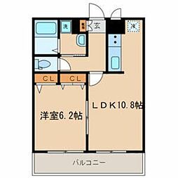 MARYU S 3階1LDKの間取り