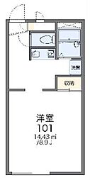 レオパレスシャルマン 1Kの間取図画像