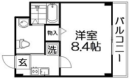 ダブルツリー7番館 1Kの間取図画像
