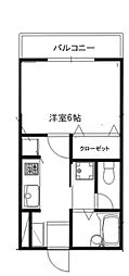 タカバシハイツ 1Kの間取図画像