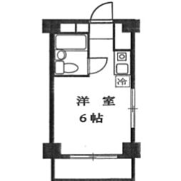 東村山ペガサスビル C館 4階ワンルームの間取り
