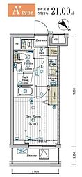 MAXIV CROS川口元郷 1Kの間取図画像