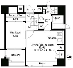 パークアクシス神楽坂ステージ 1LDKの間取図画像