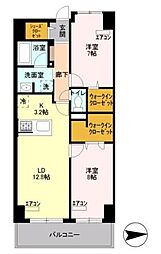ロイヤルパークスシーサー 6階2LDKの間取り