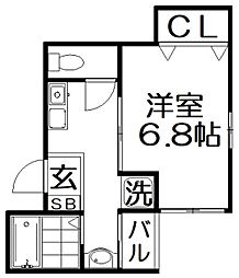 Uro桜木町 1Kの間取図画像