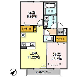 プランドール1 2LDKの間取図画像