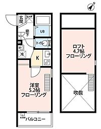 グランクオール潮見 1Kの間取図画像