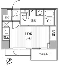 シーズンフラッツ大井町 3階ワンルームの間取り