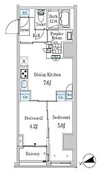 ザ・ライオンズフォーシア外神田 6階2DKの間取り