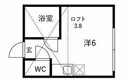 ユナイト鶴見バレンシアの丘 ワンルームの間取図画像