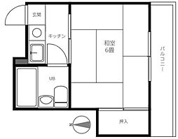 双葉コーポ 2階1Kの間取り
