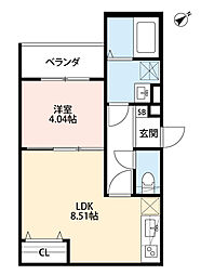 T.A西湊町1丁 3階1LDKの間取り