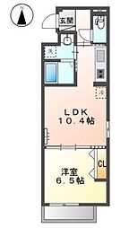 ゼフィール 3階1LDKの間取り