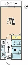 カインドネス町田南大谷 2階1DKの間取り