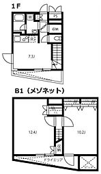 リーガランド恵比寿 1階2LDKの間取り