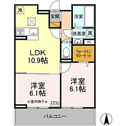エスポワール 2LDKの間取図画像