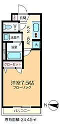ヒルハイム綾瀬 1Kの間取図画像