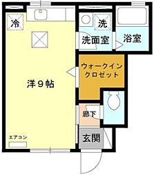 エスタシオン 1階ワンルームの間取り