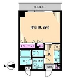 メゾン・アルエ 4階1Kの間取り