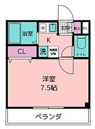 K×K 3階1Kの間取り