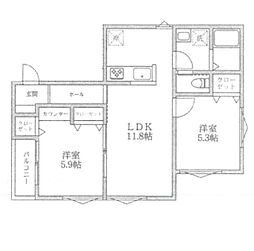 Casa FUKUYA 3階2LDKの間取り